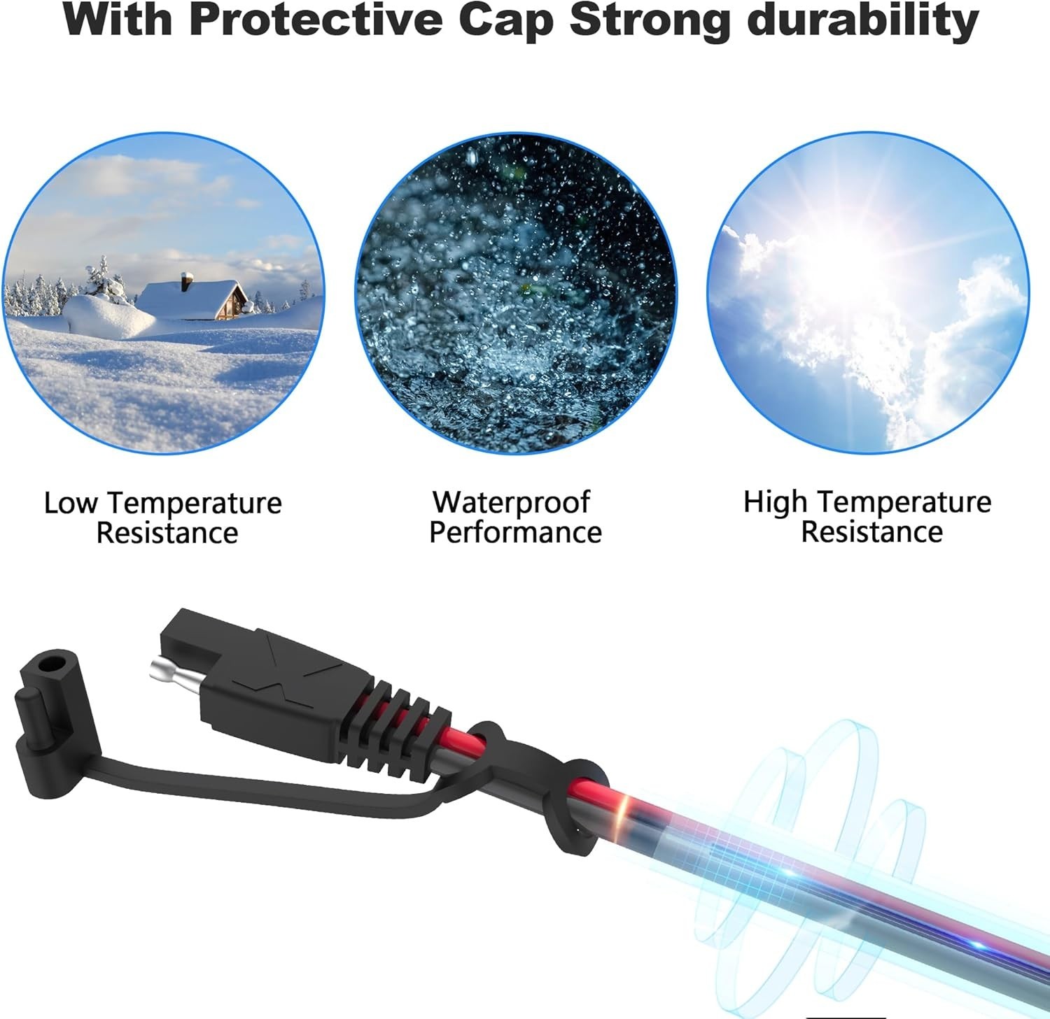 16AWG SAE Extension Cable 12FT – Quick Disconnect with Protection Cap for Safety