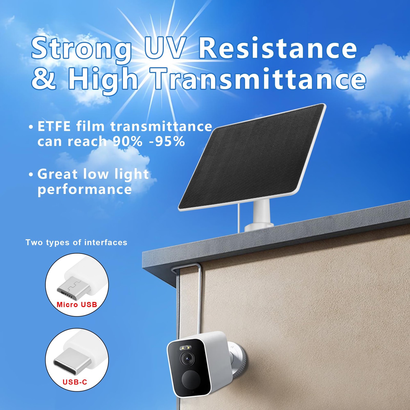 6W Solar Panel for Outdoor 5V Solar Panel Charger 3-Pack, USB C & Micro USB S…