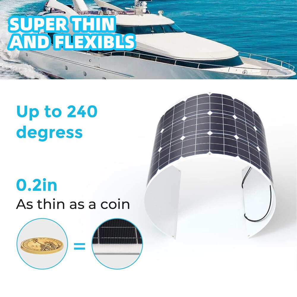100W Watt Portable Flexible Solar Panel RV Camping Off-Grid Rooftop Panel Kit