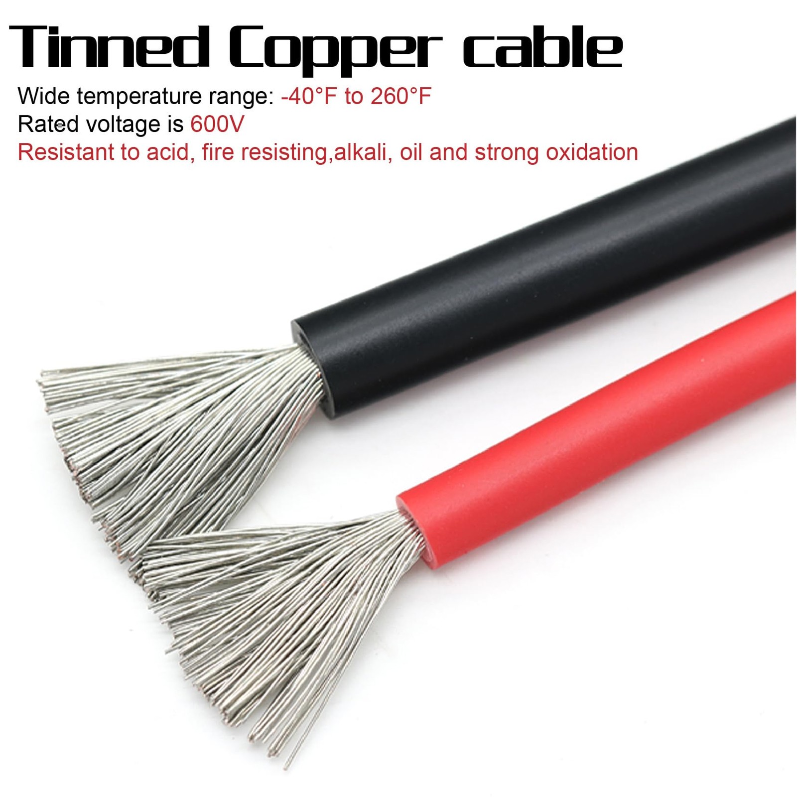 12 Gauge Wire Tinned Copper Tray Cable 11FT 12AWG – Rated 600V for Solar Panel
