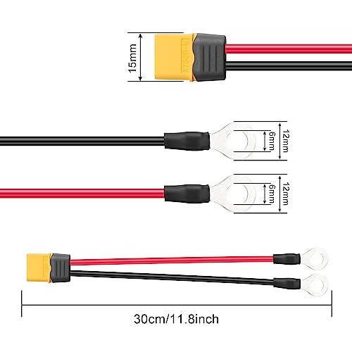 XT60 to O Ring Terminal Cable,14AWG XT60 Male to O Ring Terminals Extension