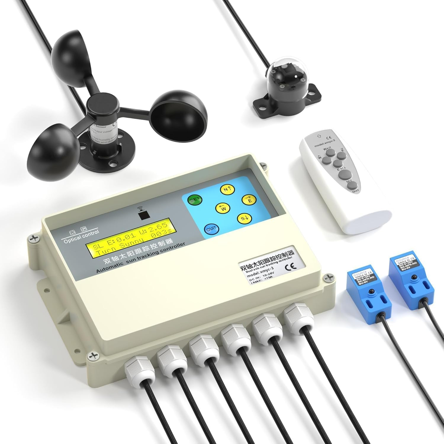 Auto Sun Tracking Dual-Axis Solar Controller Kit with LCD & Wind Sensor