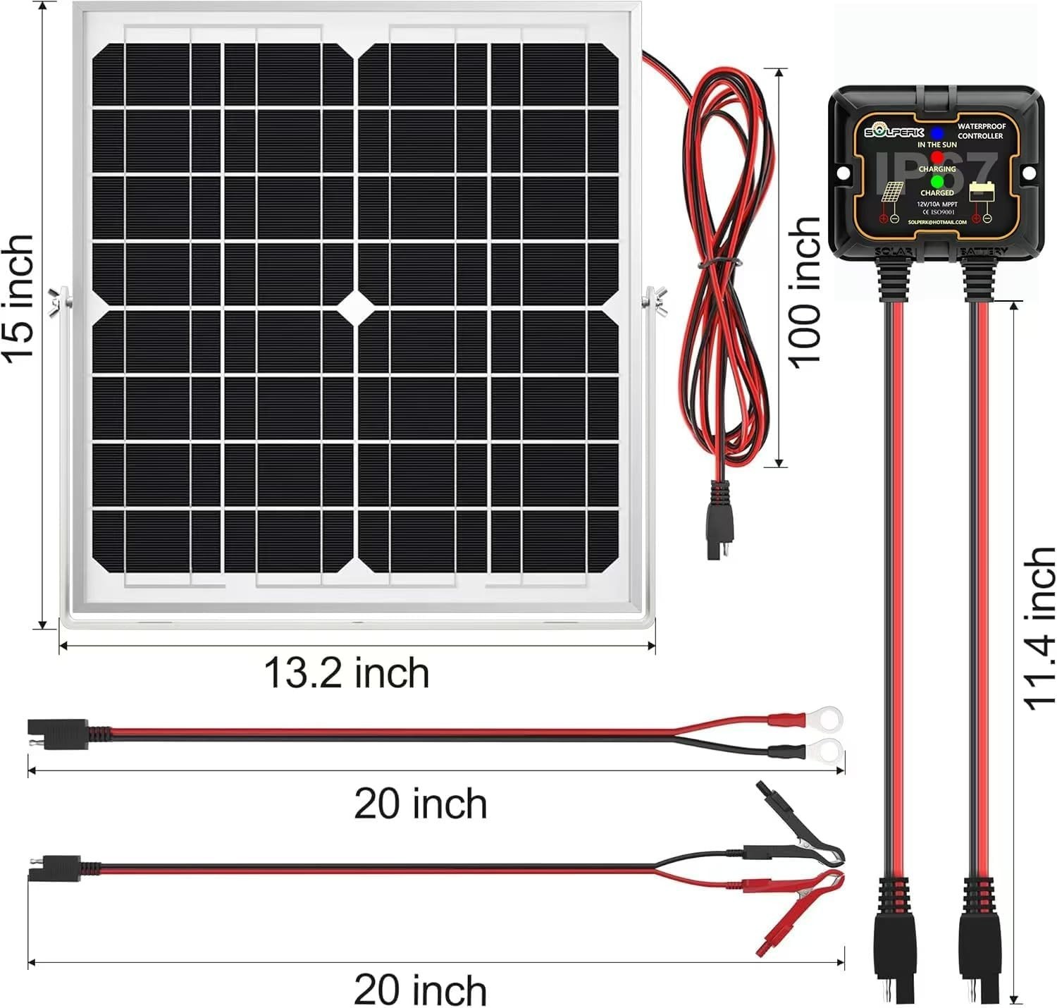 High Efficiency 20W Solar Battery Charger with Adjustable Bracket for Vehicles