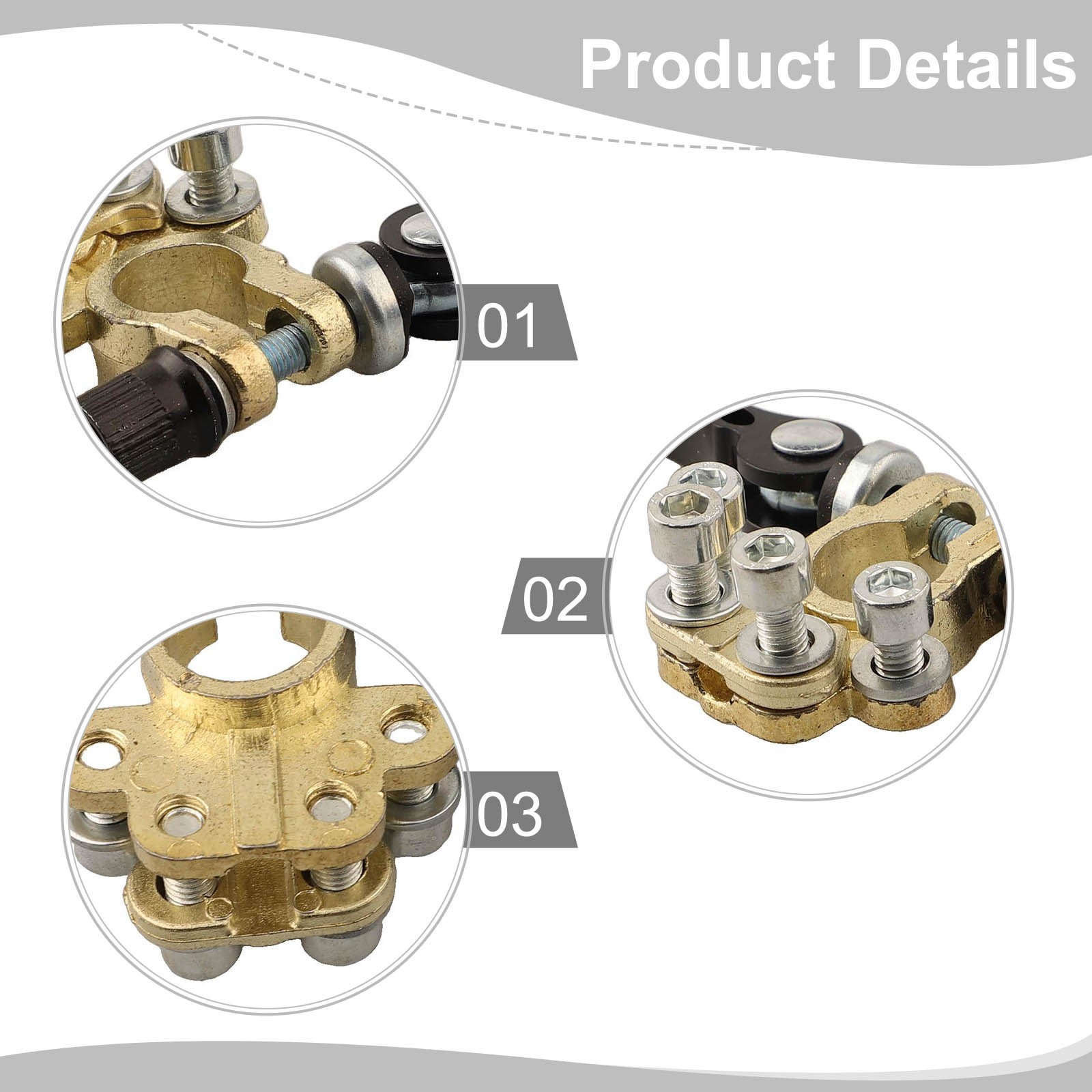 Robust Brass Construction 12V Battery Terminals Set of 2 with Safety Features