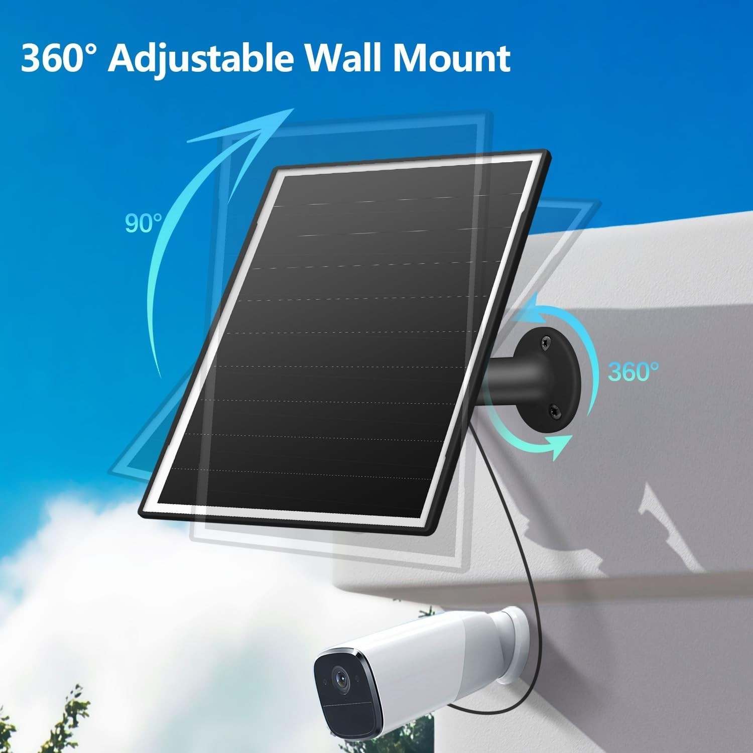 8W Solar Panel Charger for Eufy/Wyze/Reolink Cameras – Waterproof & Adjustable