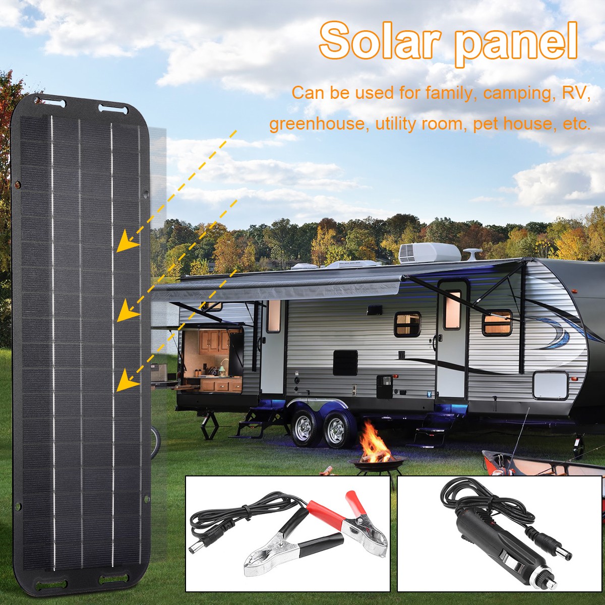 3PCS 30W Solar Panel Kit 12V Trickle Battery Outdoor Charger Maintainer Boat Car