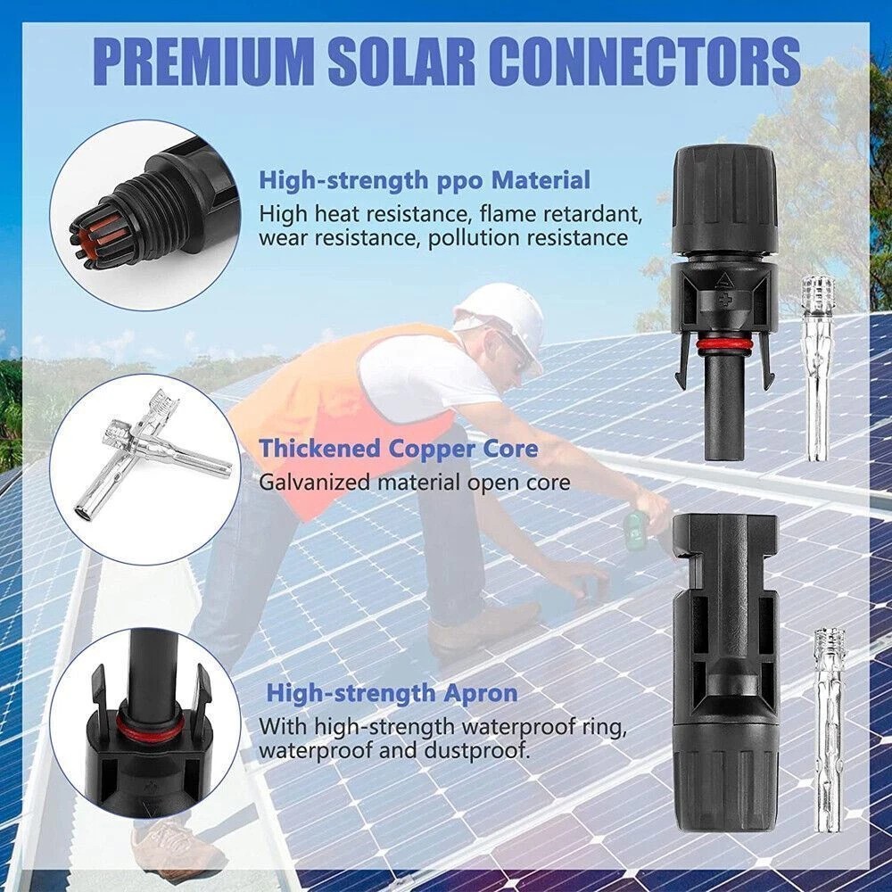 10 Pairs Male Female Solar M/F Wire Cable Connectors Waterproof for Solar Panel