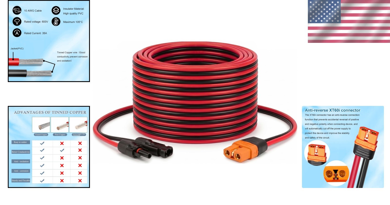 10AWG Solar to XT60i Cable – High Quality