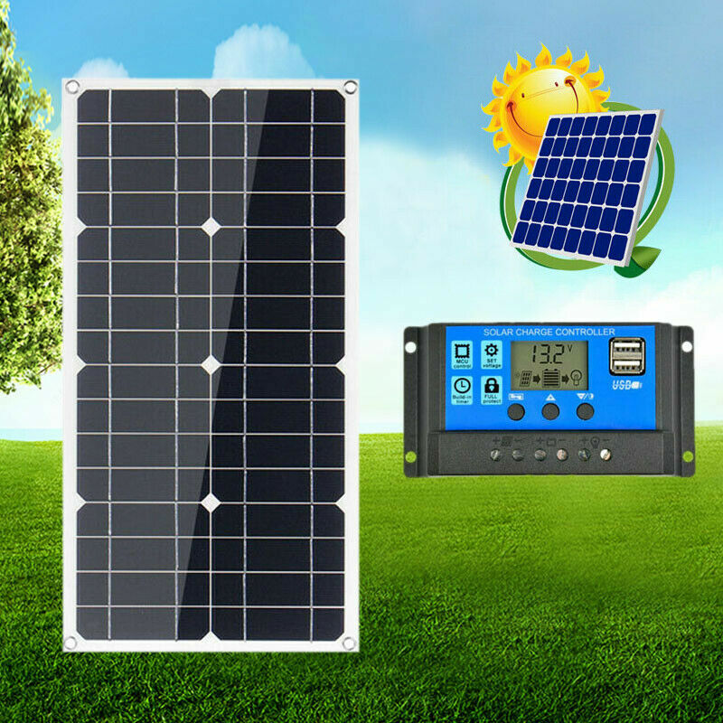 eSOLAR-100W 12V Mono Flexible Solar Panel W/20A Controller For Car Phone Charge