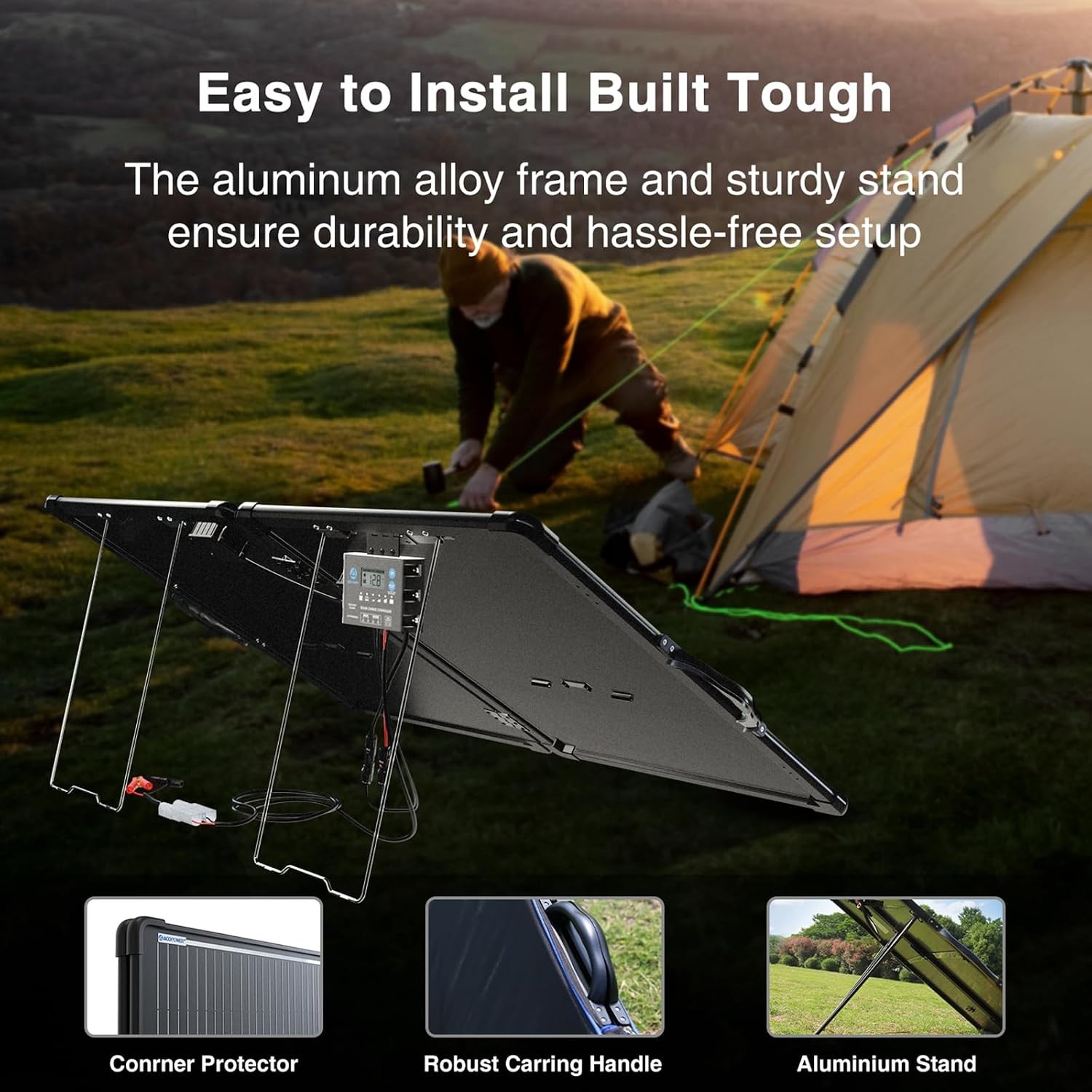 200W Mono Lightweight Portable Solar Panel Kit, 200 Watt Solar Suitcase, Waterpr
