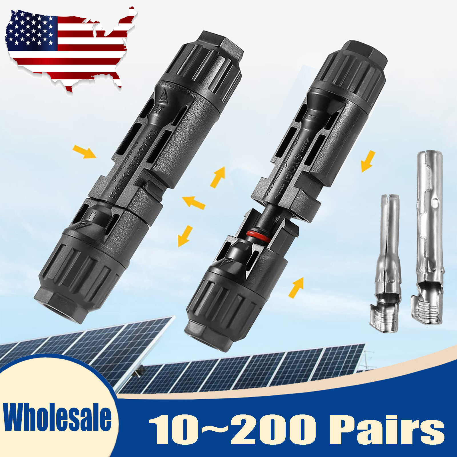 Lot of Solar Pannel Cable Connector Waterproof Male Female Wire Joiners 30A US
