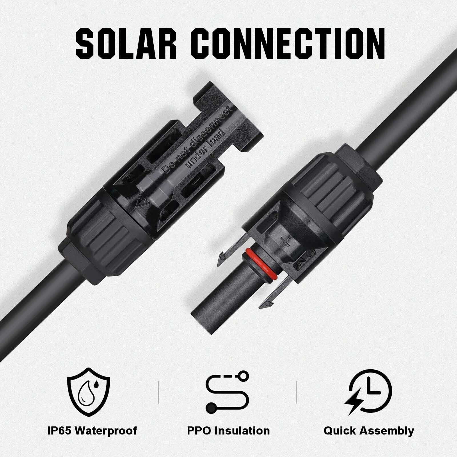 200W 12V Watt Mono Solar Panel kit with Y Branch Connector for RV Caravan Boats