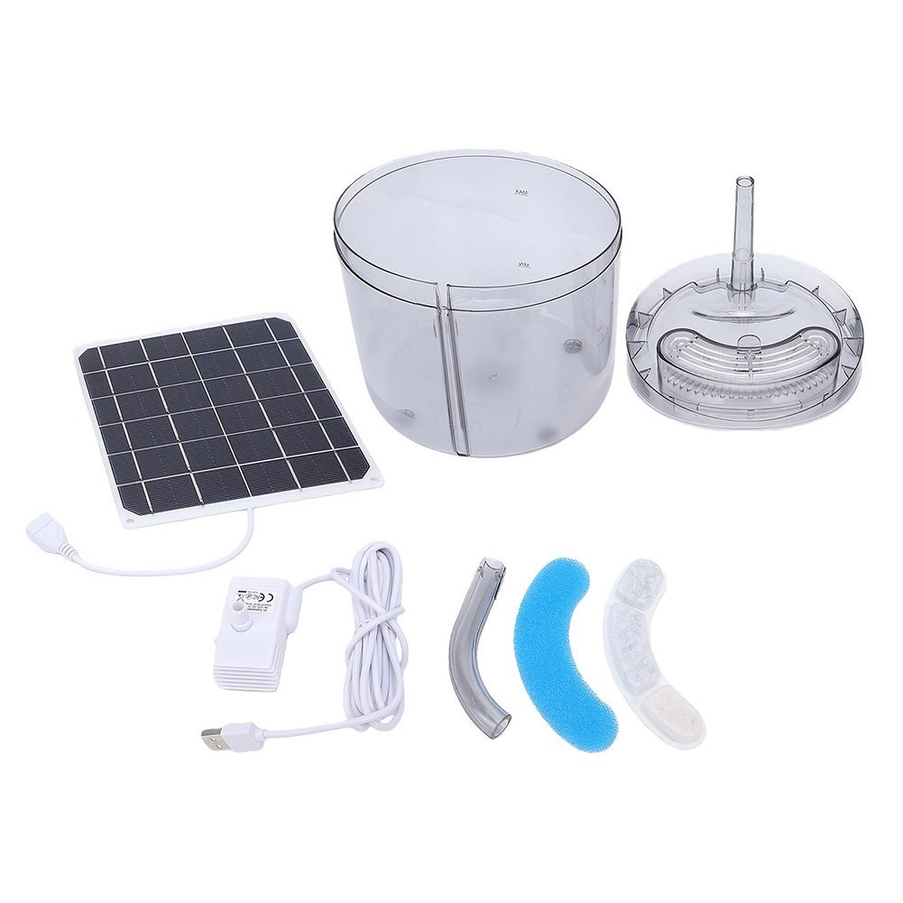 Solar Operated Pet Drinking Fountain for Cats Dogs Chickens No Battery Required