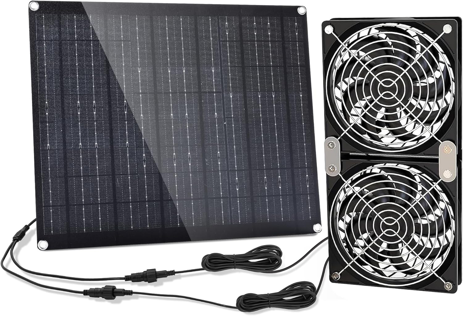 30W Solar Powered Fan with Dual IPX7 Waterproof Fans for Outdoor Use