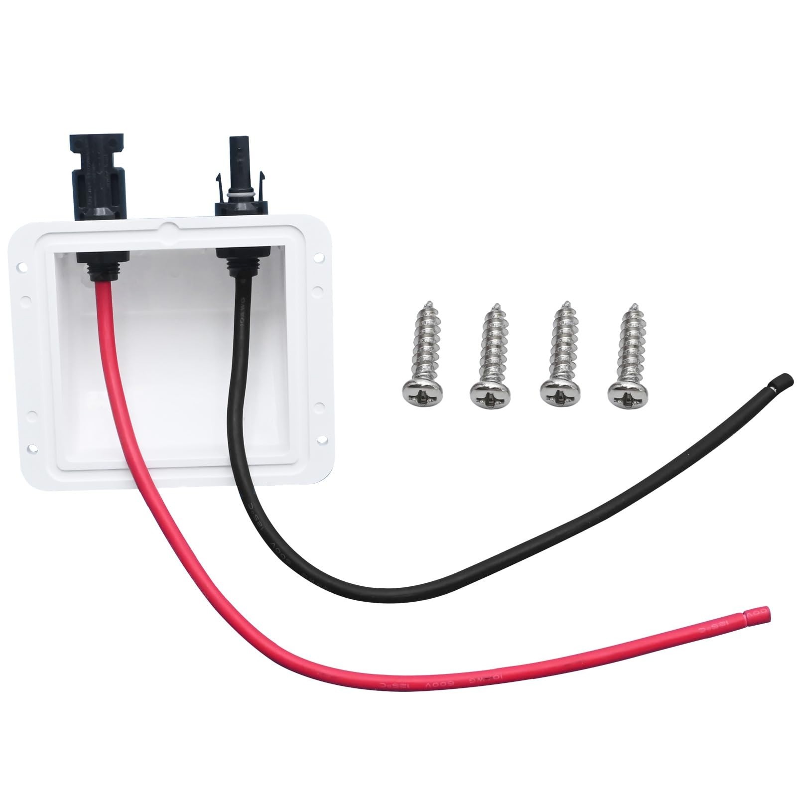 White Solar Cable Entry Gland Box, 1FT 10AWG Soft Extension Cable & Connector, U