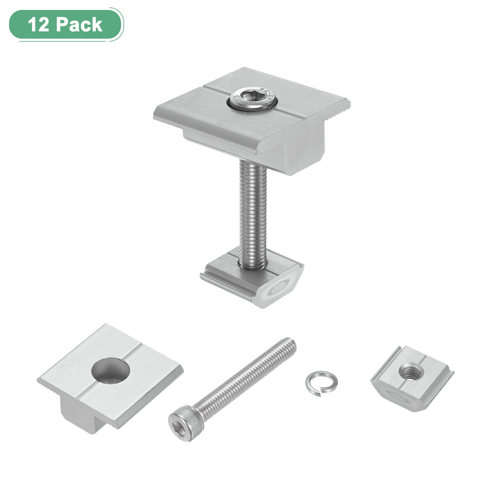 12pcs Solar Panel Mount Mid Clamps t Clips 45mm Aluminum for RVs White