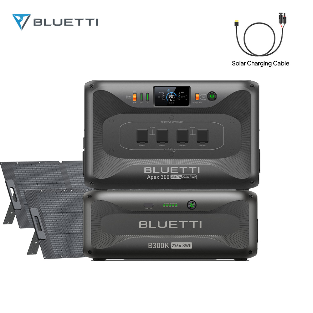 BLUETTI Apex 300 3840W 2764Wh+B300K+Optional Solar Panels 200W/350W for Backup