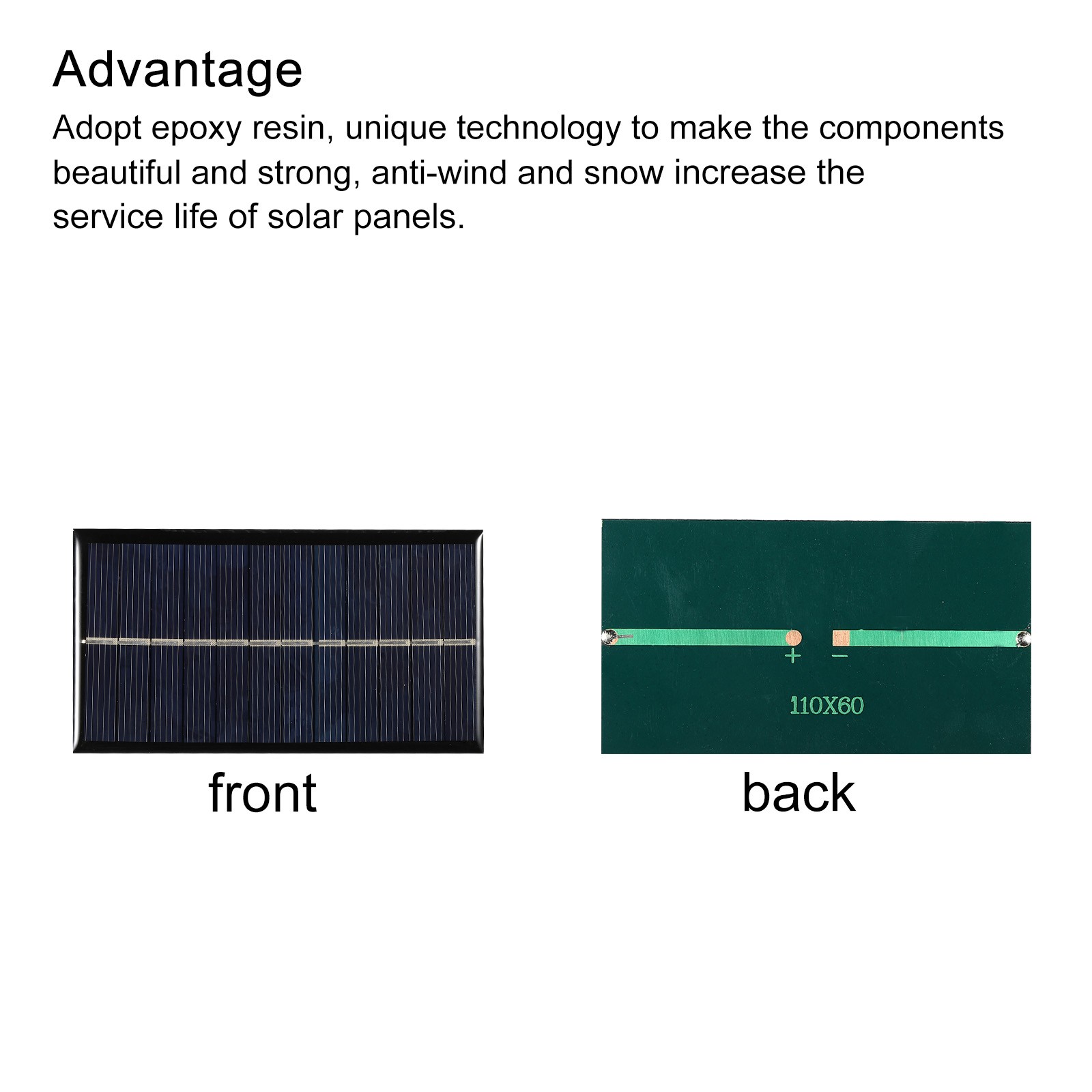 Mini Solar Panel Cell 6V 160mA 0.96W 110mm x 60mm for DIY Project Pack of 1