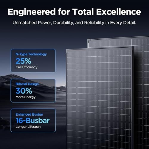 Solar Panel, 120 Watt N-Type 16BB Bifacial Solar Panel, Over 25% High 120W