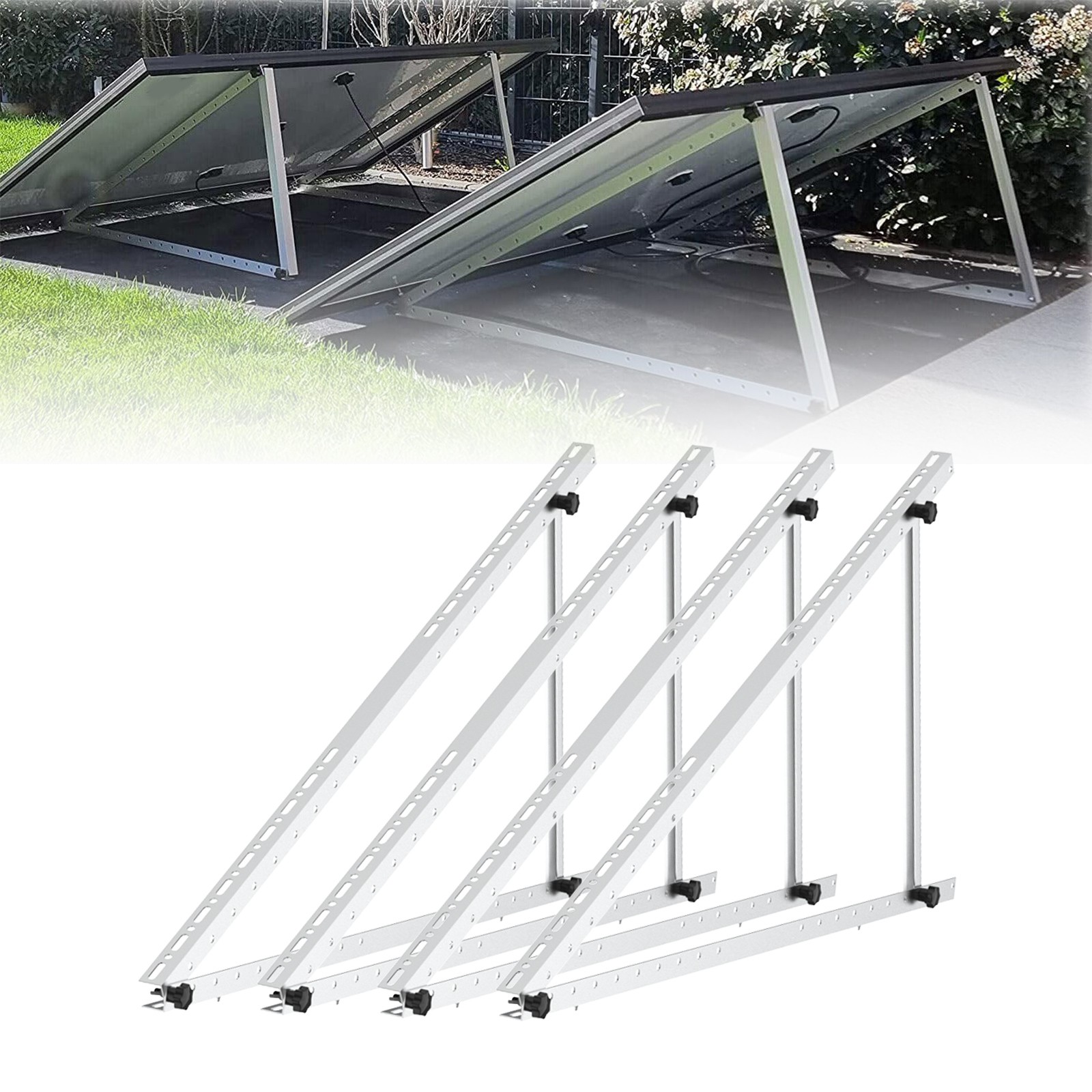 2 Set 45 inch Adjustable Solar Panel RV Tilt Mount Brackets Rooftop Flat Surface