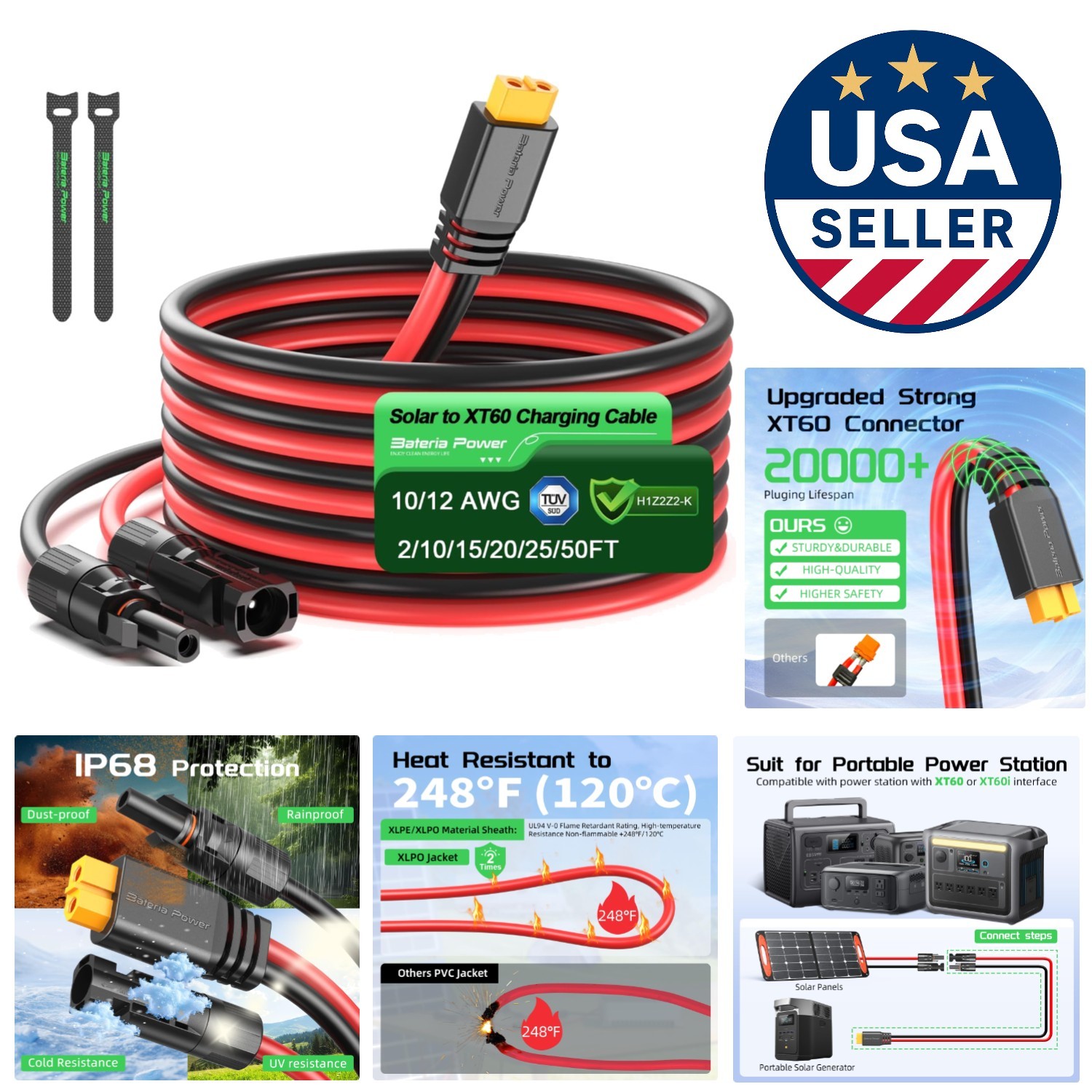 High-Performance 10FT XT60 Connector Cable – Durable Solar Power Solution