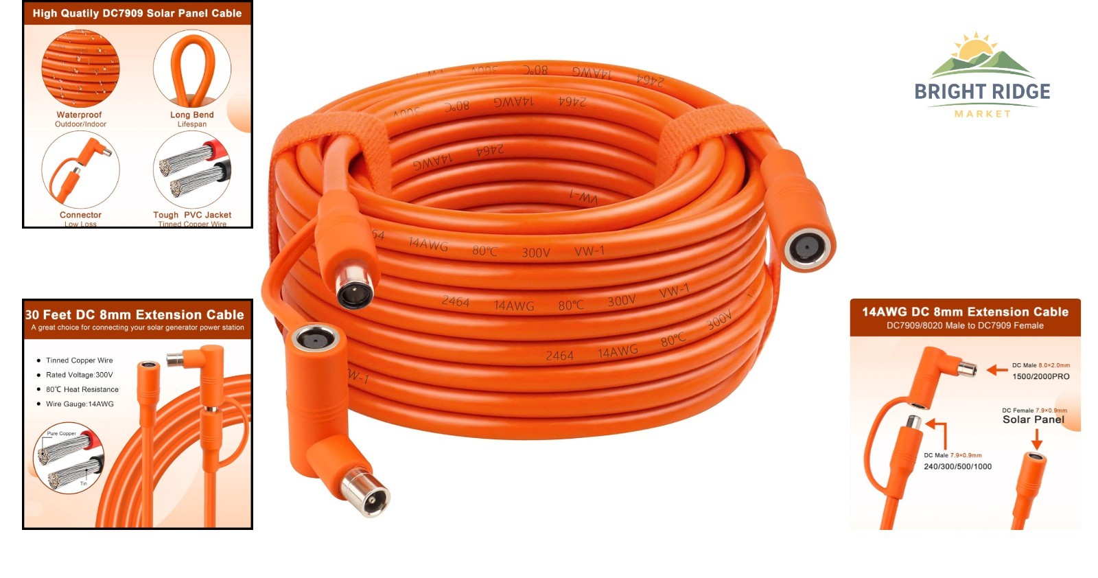 High-Performance 30FT DC7909 Solar Cable Compatible with Most Power Stations
