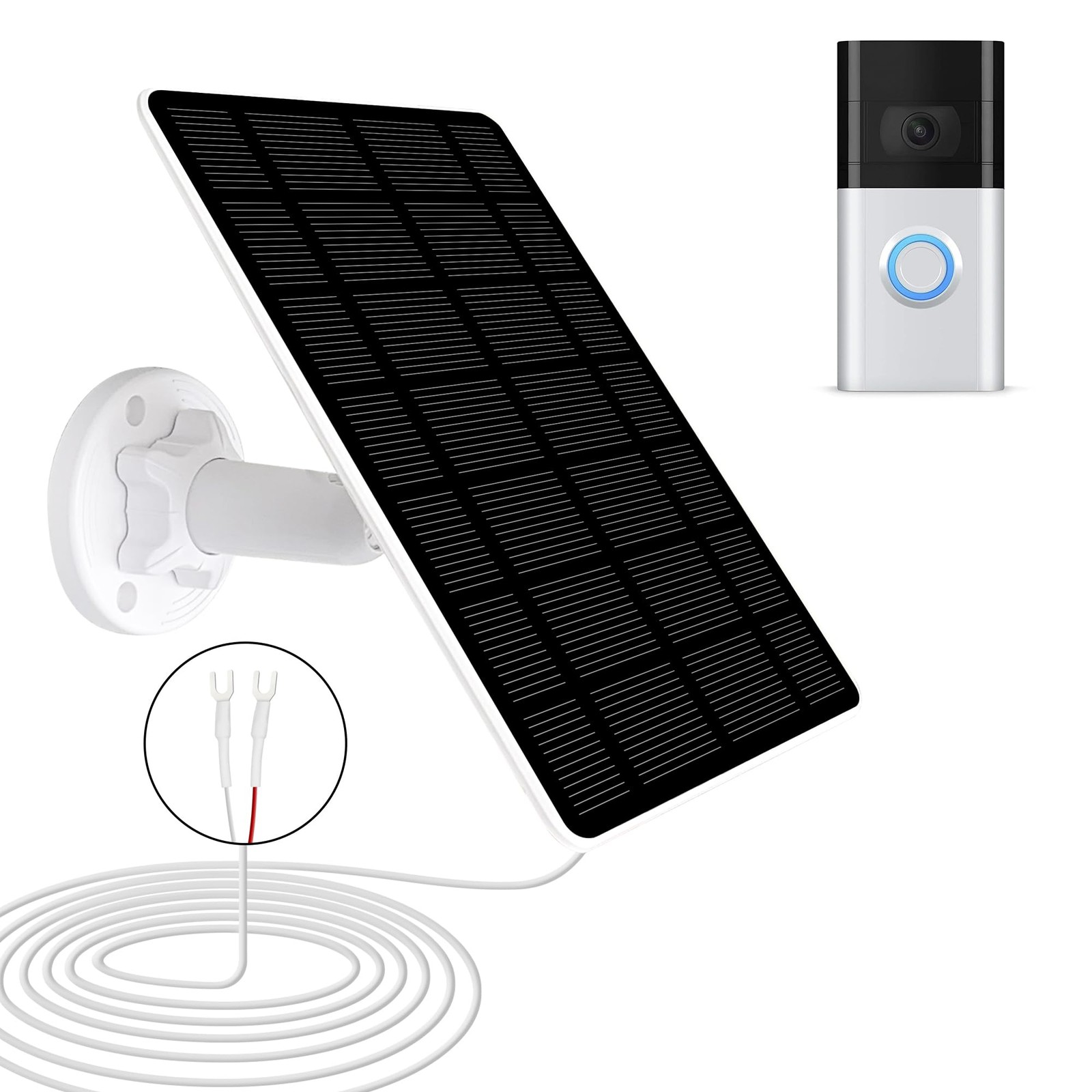 Solar Panel for Ring Doorbell, 5W Solar Charger Compatible for Ring doorbell