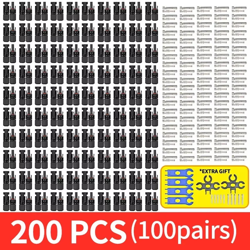 600/400/200/100/10Pcs Solar Panels Connectors Kit, PV Plug 1000V DC 30A, for Pho