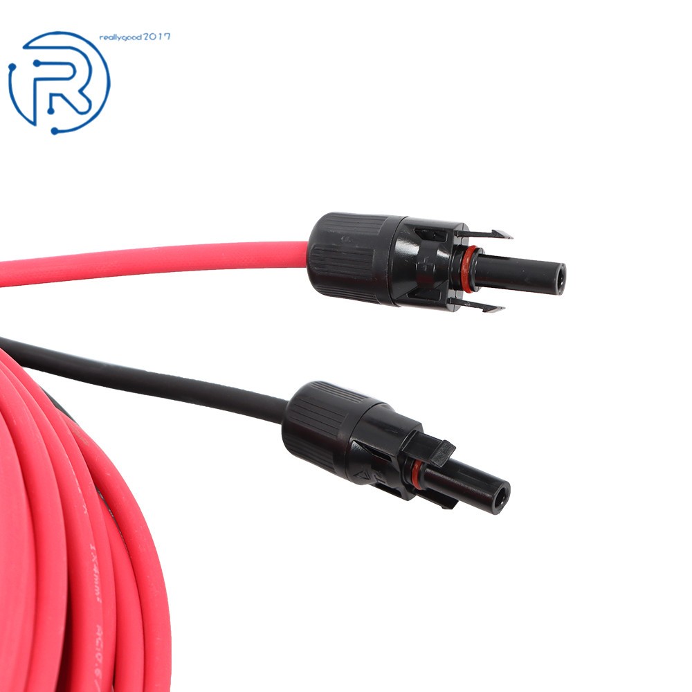 12AWG 20M 4mm² Black+Red Solar Panel Extension Cable Wire+Connector New
