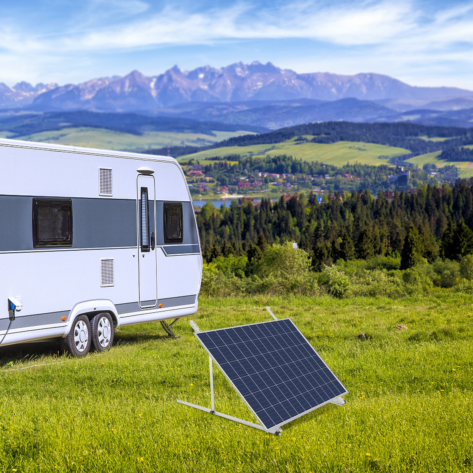 45″ Adjustable Angle Solar Panel Tilt Mount Brackets Frame For Roof Shed RV Boat