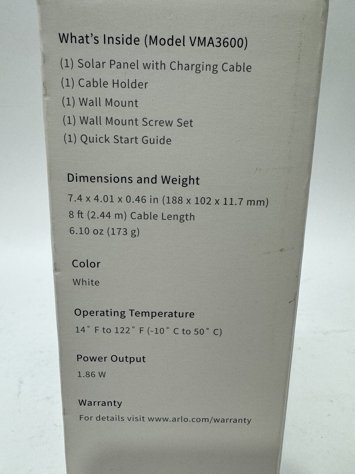Arlo VMA3600 Solar Panel Charger – With Wall Mount – Fast Shipping