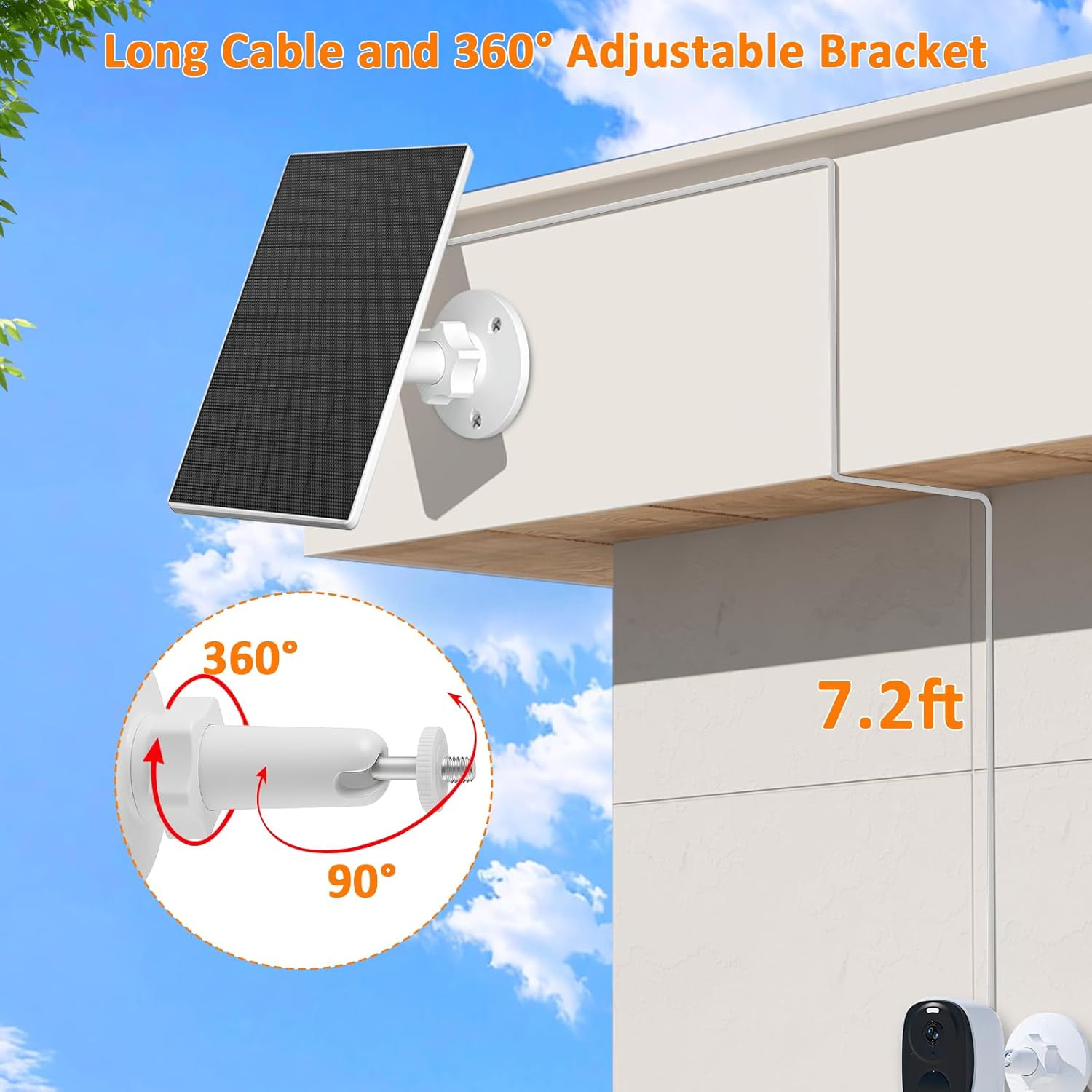 2W Solar Panel for Security Cameras 2 Pack Solar Charger with Micro USB & USB-C