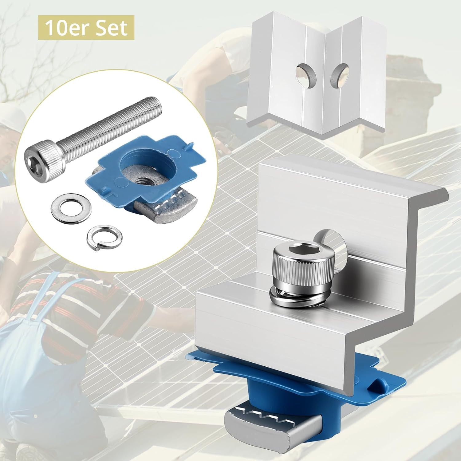 10pcs Solar Panel End Clamp for Standard Unistrut, Aluminum 30mm/35mm Solar Pane