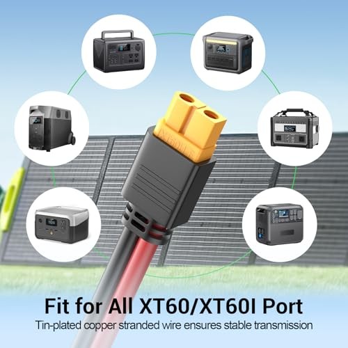 Solar Connector to XT60 Adapter 50FT1-5.24M 12AWG 12AWG Red and Black