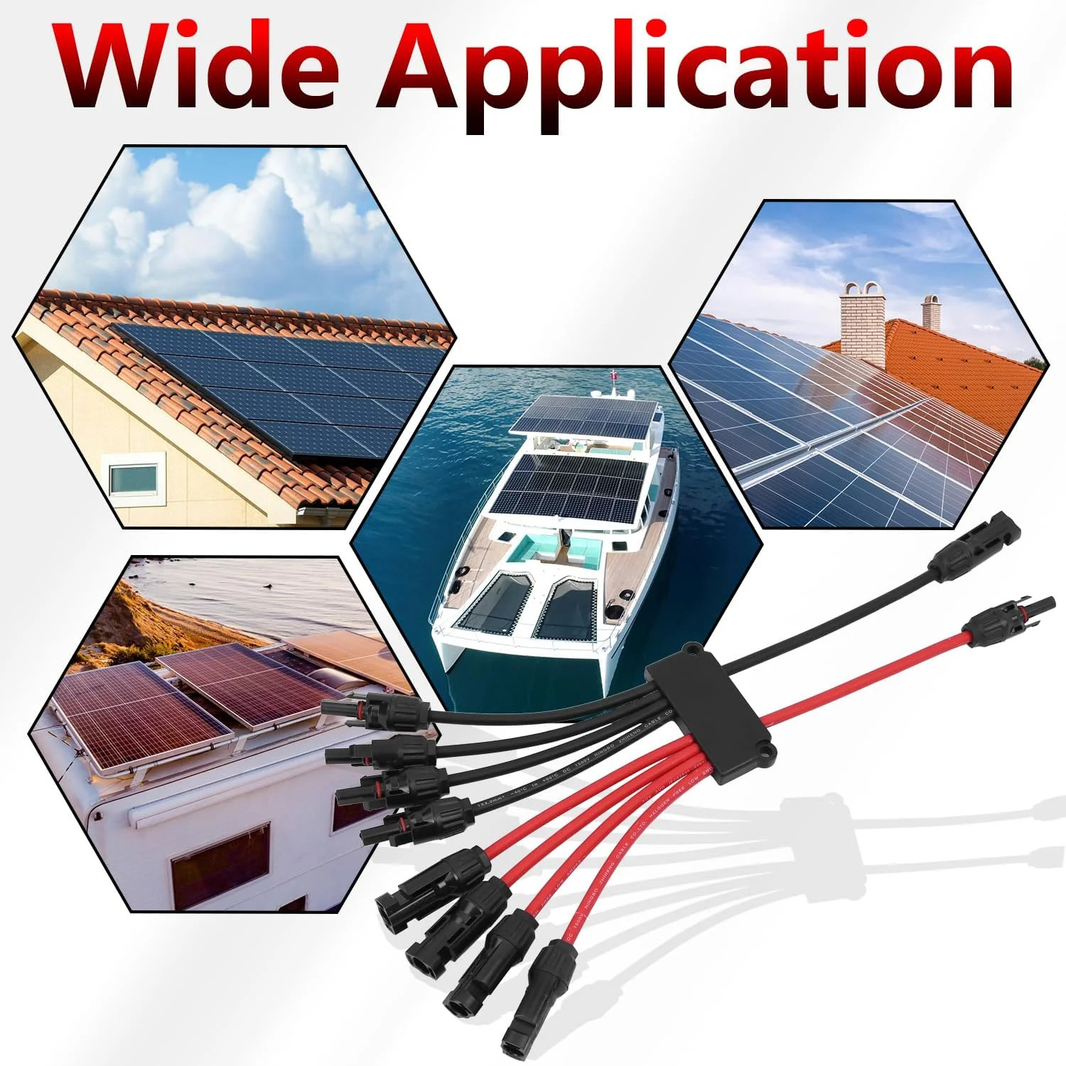 JXMXRPV Solar Connectors for 4 Solar Panels Tool Free Solar Panels Connectors