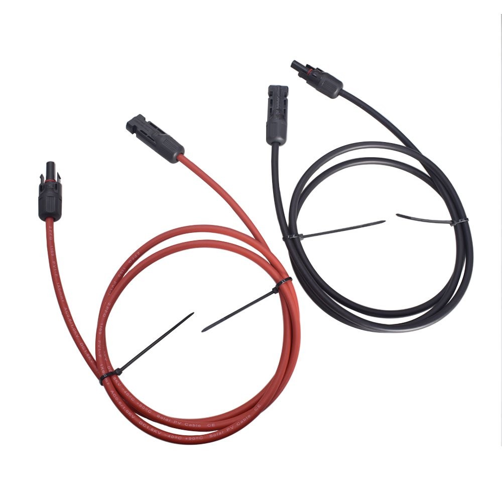 1 Pair 4mm2 /12AWG Black and Red Solar Panel Extension Cable Wire Connector