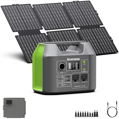 Portable Solar Generator, 300W Portable Power Station with Foldable Green Grey