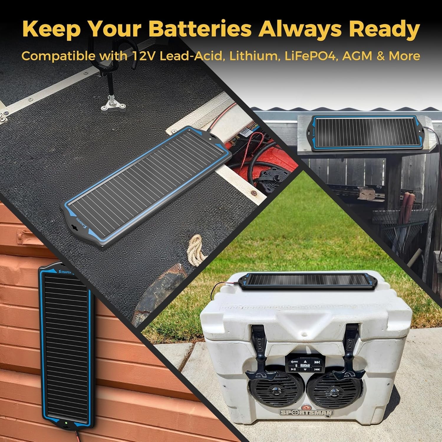 Waterproof 12V Solar Battery Charger Kit – Portable Trickle Charger for Vehicles