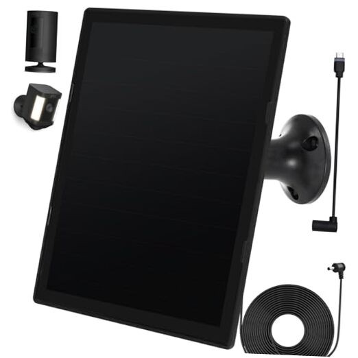 Solar Panel Charger for Ring Camera, Compatible with Ri ng Stick Up Black-1Pack