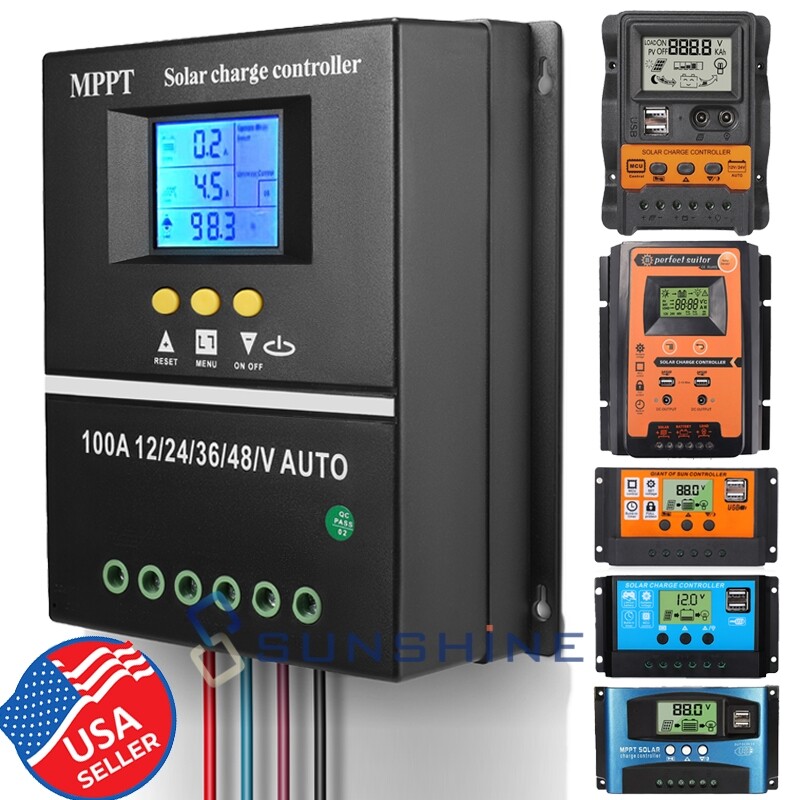 12/24V 30A~100A MPPT Solar Charge Controller Panel Battery Regulator Dual USB