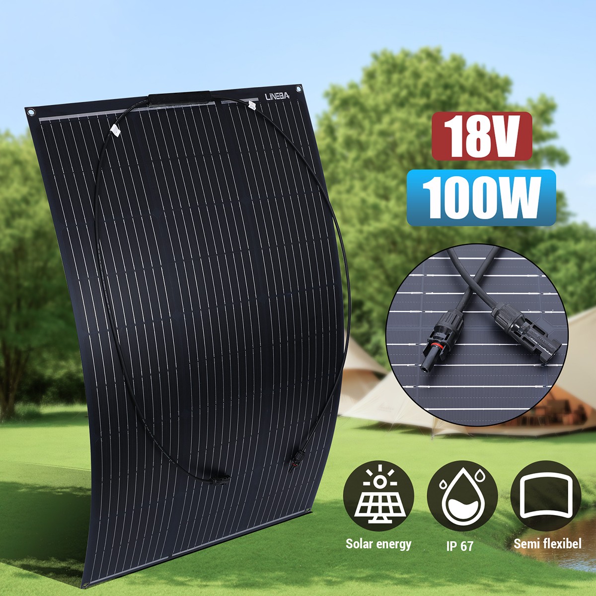 Flexible 100W Monocrystalline Solar Panel 18V for Home/RVs/Boat/Solar Off-grid