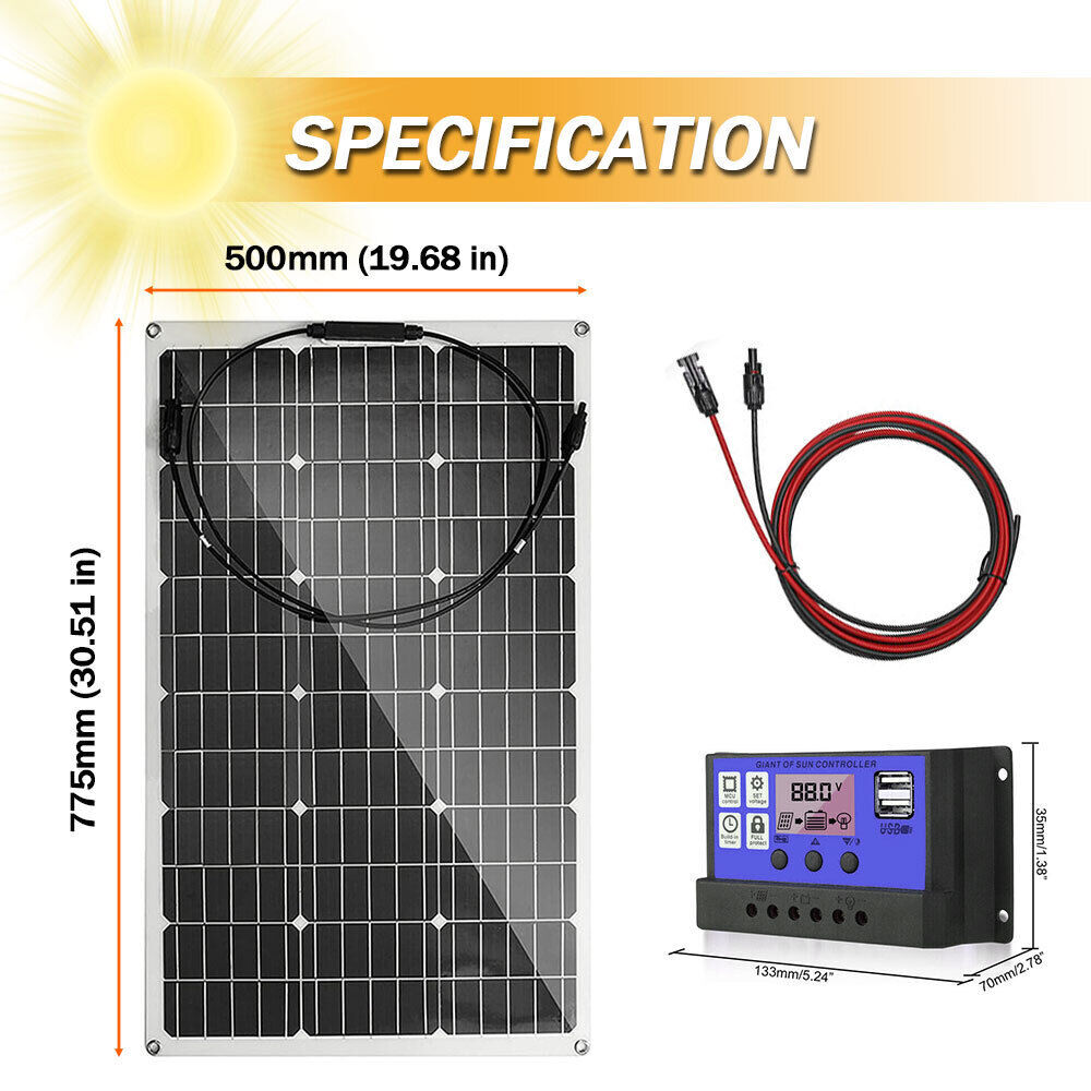 300W Flexible Solar Panel Hi-Efficiency Roof Solar Modul Outdoor IP68 US SUPPLY