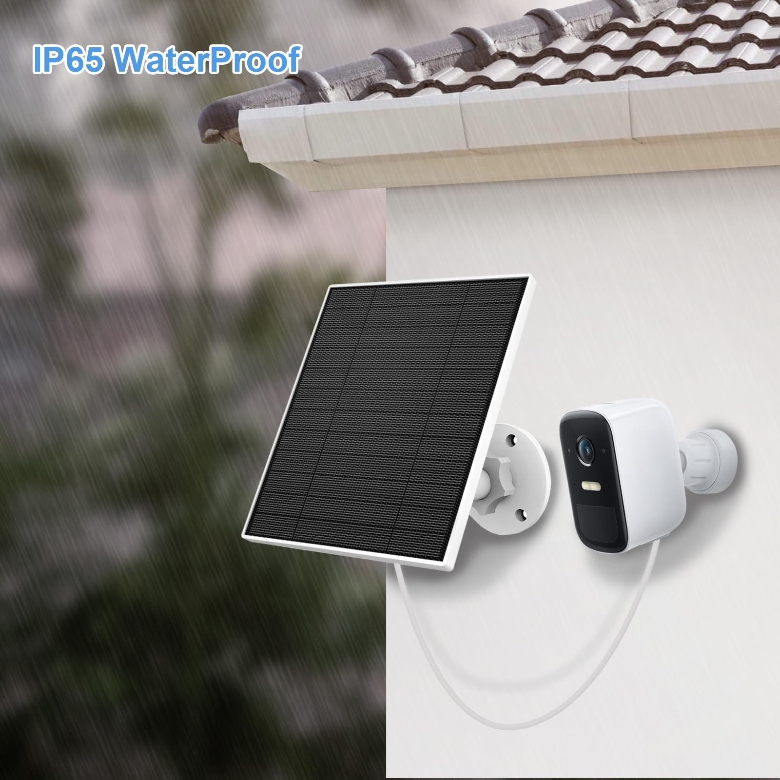 5W Solar Panel Charger for Outdoor Cameras, Continuous Power Supply, 9.8ft Cable