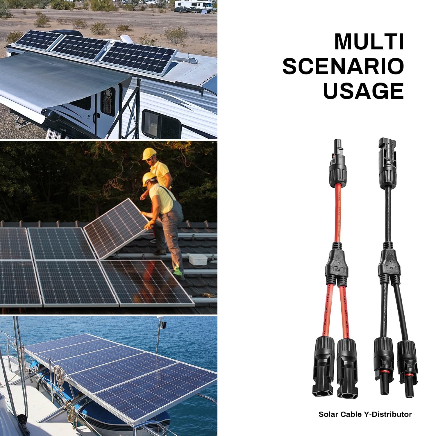 Y Branch Solar Connector Cables MMF FFM for Photovoltaic Solar Panel Connectors