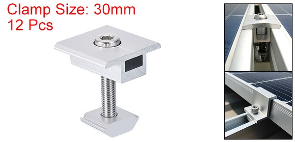 Pack of 12 Solar Panel Middle Clamps 30mm Aluminium Solar Panel Mount Mid Clips