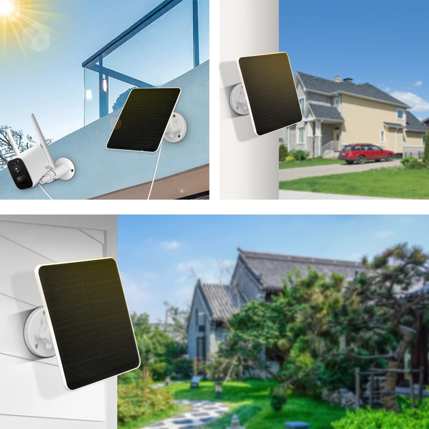 Solar Panel for Security Camera, 6W Solar Panel with Micro USB & USB-C Port,C…