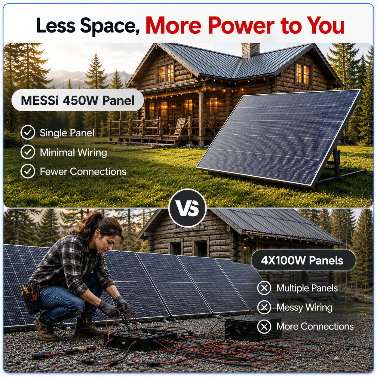 MESSi SOLAR 2 x 450W = 900W Solar Panels, Bifacial, N-Type, Mono | Plug-n-Play
