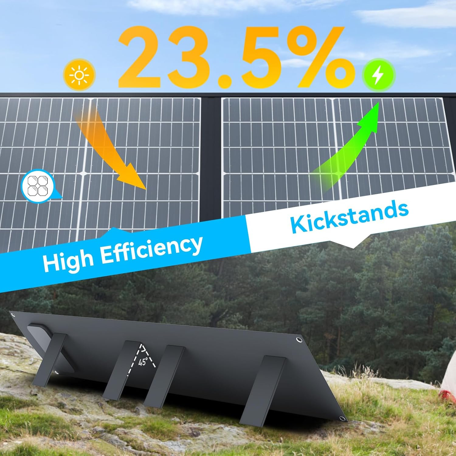 Ecosonique 200W Portable Solar Panel for Power Stations, Foldable & Lightweight