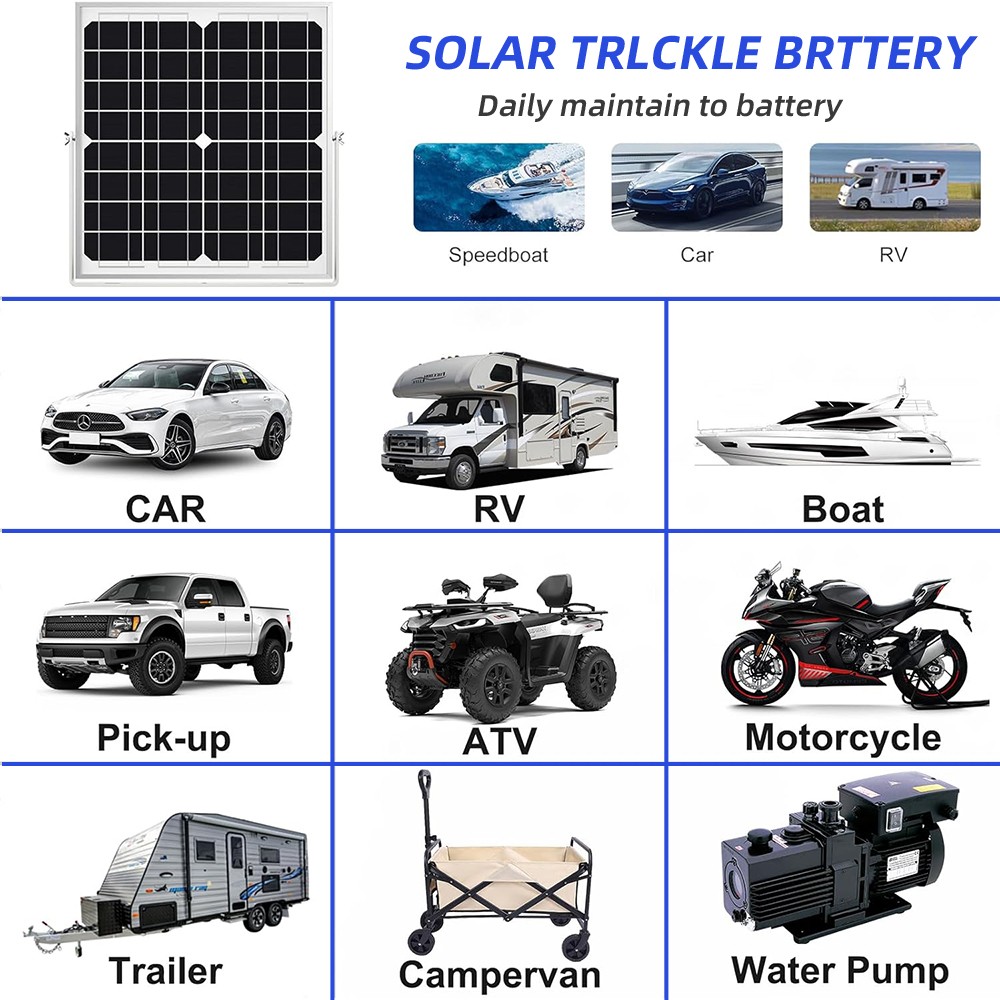 12V Solar Trickle Charger 30W Solar Panel w/Controller Car RV Battery Maintainer