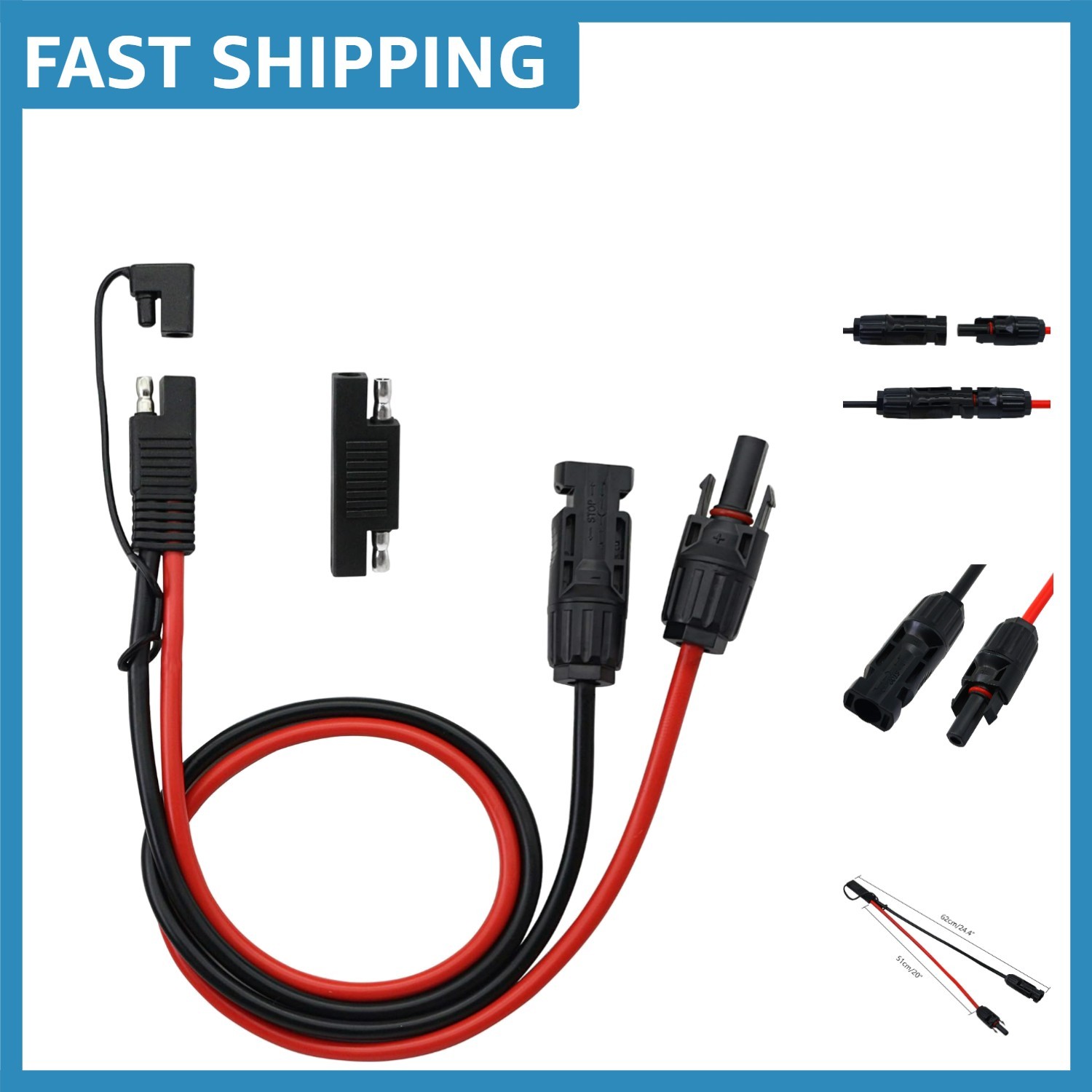 50cm Durable SAE Connector Cable with Waterproof Cap – Perfect for RV Solar